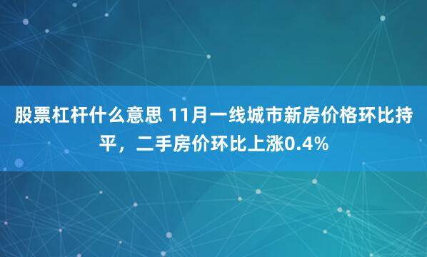 股票杠杆什么意思 11月一线城市新房价格环比持平，二手房价环比上涨0.4%