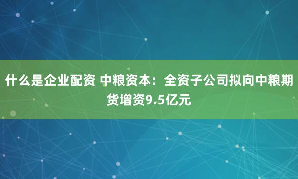 什么是企业配资 中粮资本：全资子公司拟向中粮期货增资9.5亿元