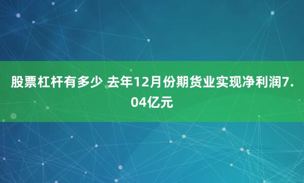 股票杠杆有多少 去年12月份期货业实现净利润7.04亿元