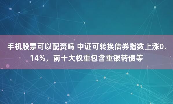 手机股票可以配资吗 中证可转换债券指数上涨0.14%，前十大权重包含重银转债等