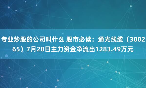 专业炒股的公司叫什么 股市必读：通光线缆（300265）7月28日主力资金净流出1283.49万元