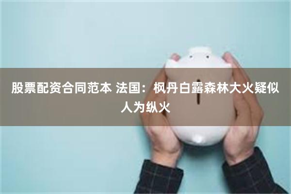 股票配资合同范本 法国：枫丹白露森林大火疑似人为纵火
