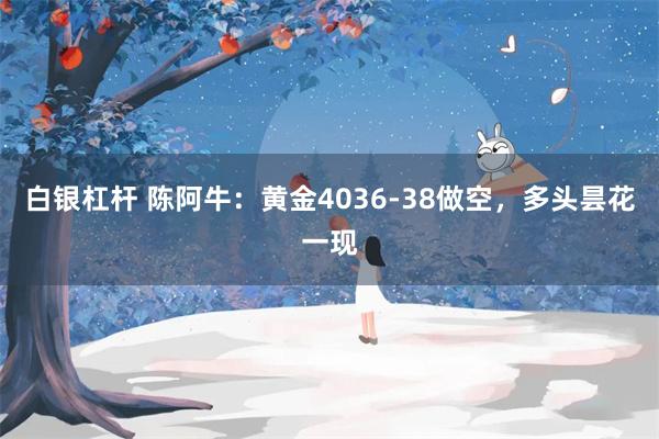 白银杠杆 陈阿牛：黄金4036-38做空，多头昙花一现